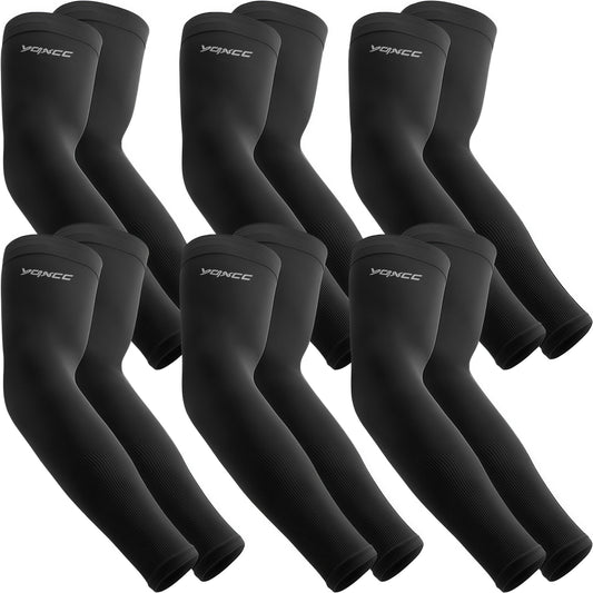 YQXCC 6 Pairs Arm Sleeves, UV Sun Protection UPF 50 Cooling Sleeves, Sports Compression Arm Covers for Golf Basketball