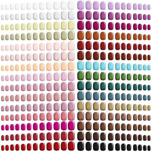 Honoson 720 Pieces Short False Nails Medium Square Artificial Fake Nails Full Cover Fingernails Coffin Press on Nails Glossy False Nails Tips for Women Girls DIY Nail(Elegant Colors)