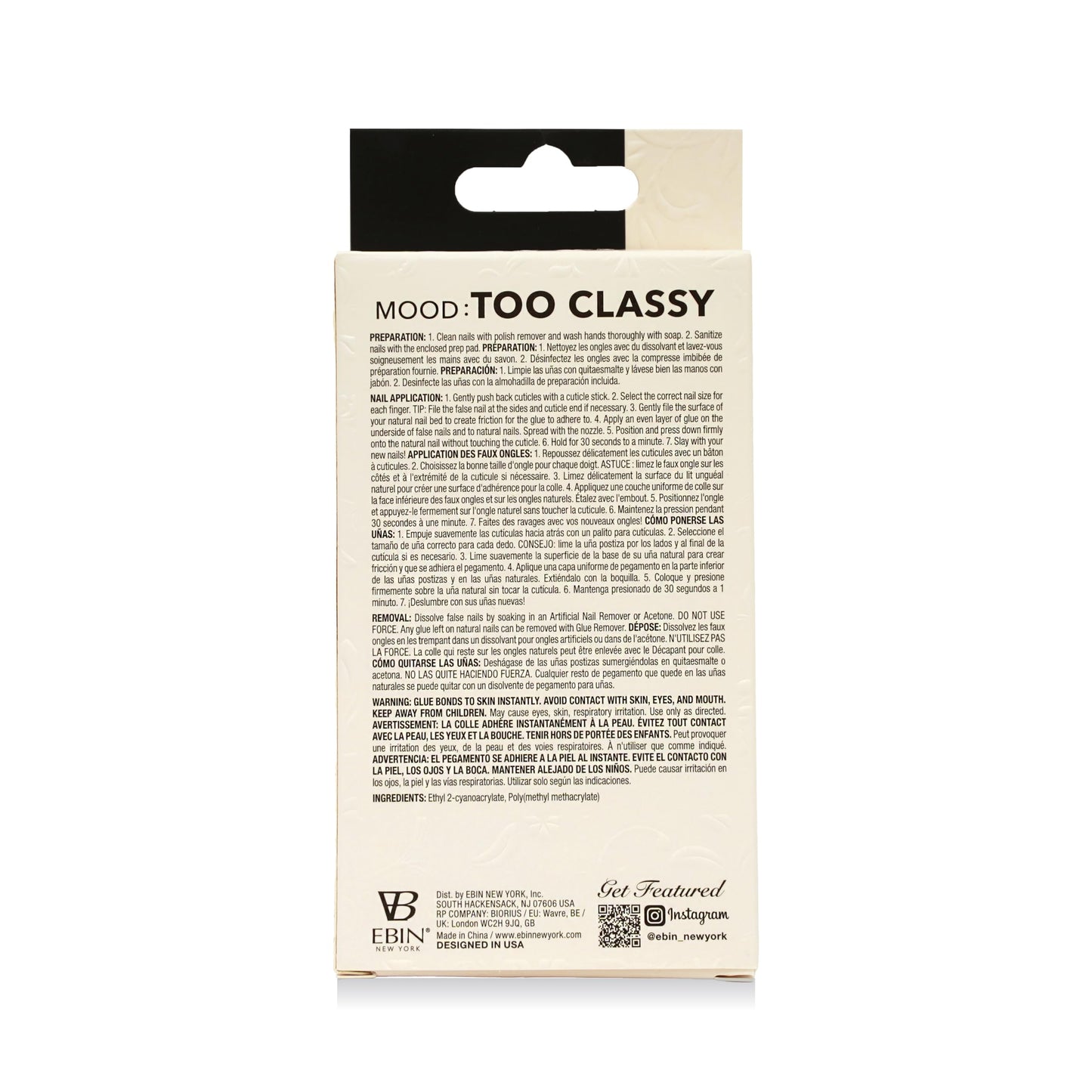 MOOD: TOO CLASSY Press On Nails - In the Nude | Trendy Long Coffin Shape | Salon Acrylic Finish, Kit Includes 30 Nail Tips, Mini Glue, Adhesive Tabs, Nail File, Cuticle Stick, Prep Pad