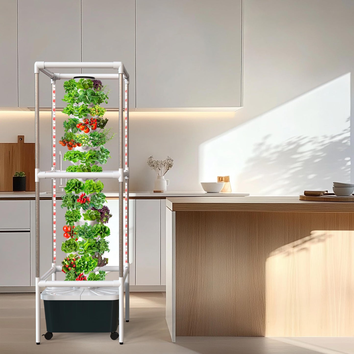 SJZX Hydroponic Growing System Kit - 70 Pods Large Vertical Hydroponics Tower with 8 Full-Spectrum 360° LED Grow Lights, 14-Tier Smart Indoor Herb Garden for Kitchen Office Winter Balcony Planting