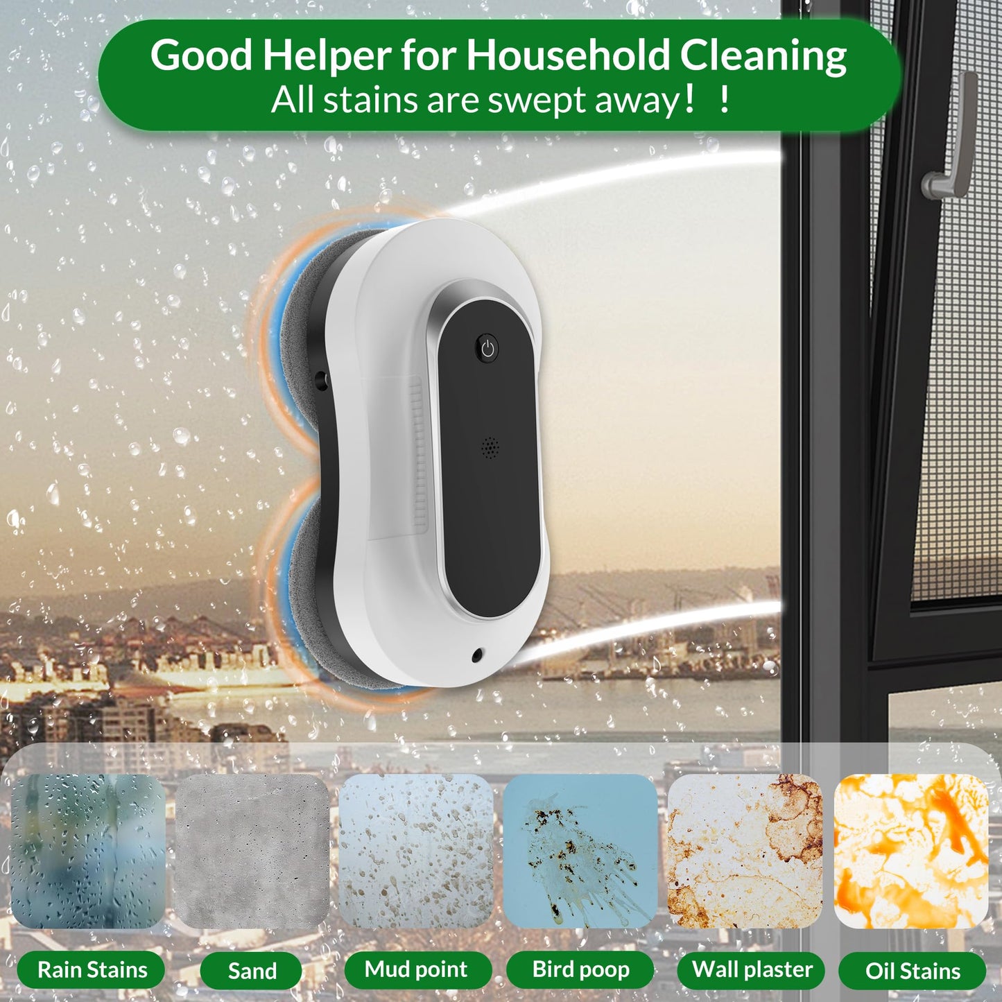 Smart Winbot,Window Cleaning Robot with Dual Water Spray, Automatic Window Cleaner Robot for Windows/Tiles/Glass Door,3000Pa Suction Power, Edge Detection Technology,APP&Remote Control Washer