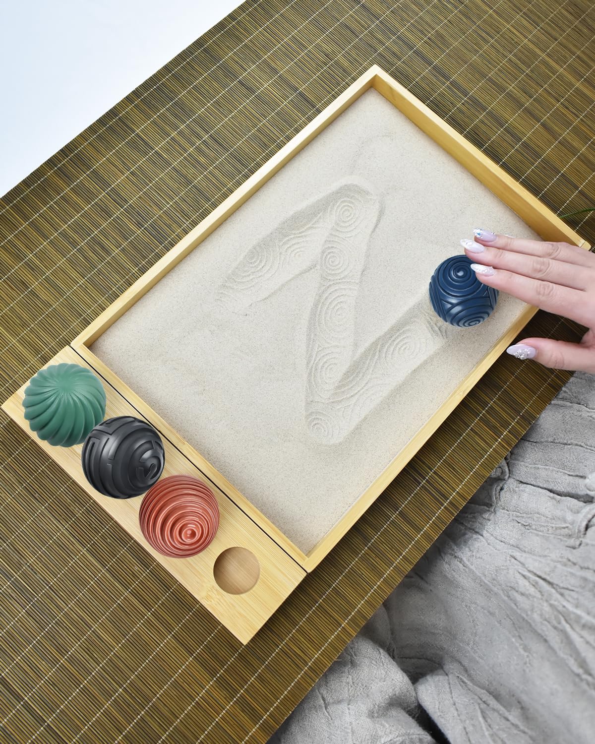 Artcome Jpanese Zen Garden Kit for Desk - Premium Mini Sand Garden with Bamboo Tray - Meditation Sand Tray with 4 Zen Balls and Rake Tools for Relaxation - Mindfulness Therapy Decor - Ideal for Gift