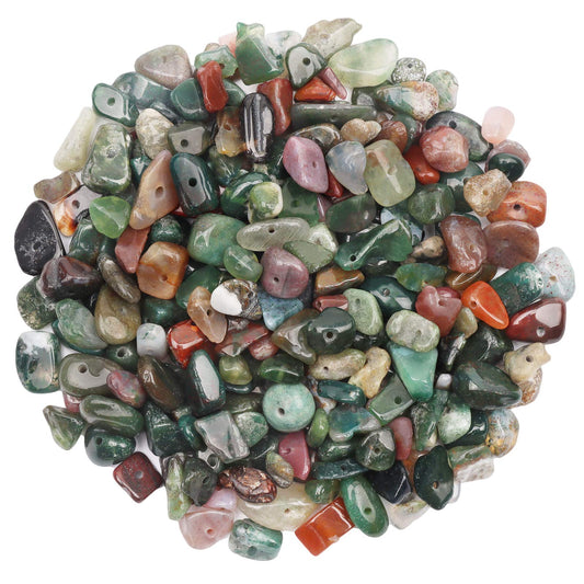 500 pcs Natural Chip Stone Beads, India Agate 5-8 mm Irregular Gemstones Healing Crystal Loose Rocks Bead Hole Drilled for Jewelry Making Bracelet
