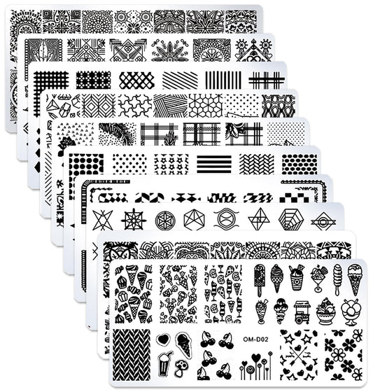 SILPECWEE 10pcs Nail Stamping Plates Nail Stamp Nail Art Plates Geometry Design Stamps Nail Stencil Manicure Templates Nail Art Accessories for DIY&Salon