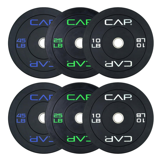 CAP Barbell 160 LB Economy Olympic Bumper Plate Set with Color Logo | Black