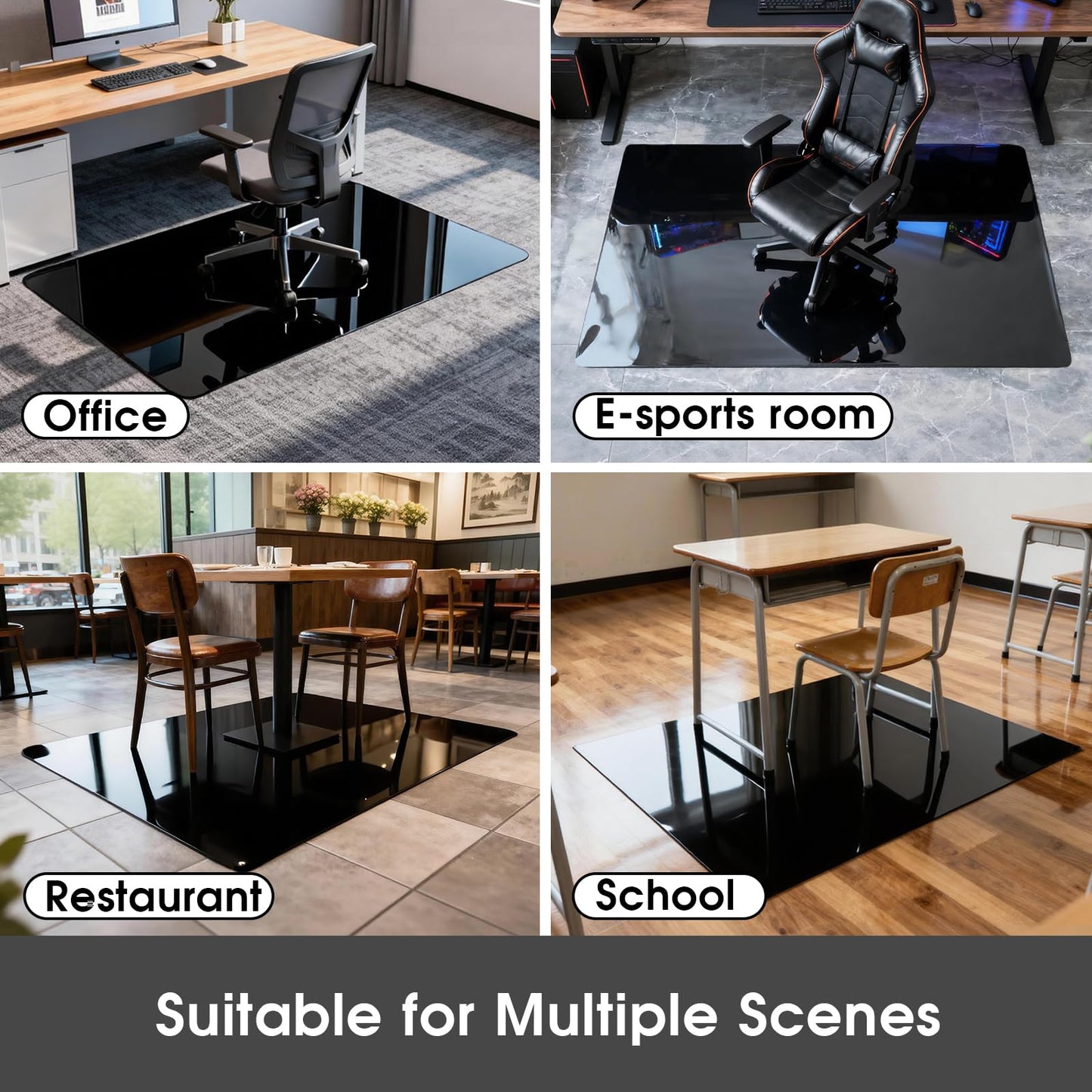 ProsperJoyChant Elasticity Black Clear Chair Mat 36" x 55" - Transparent Protective Floor Mat for Hardwood & Tile Floors, Home & Office Rectangle Hard Floor Protection Mat