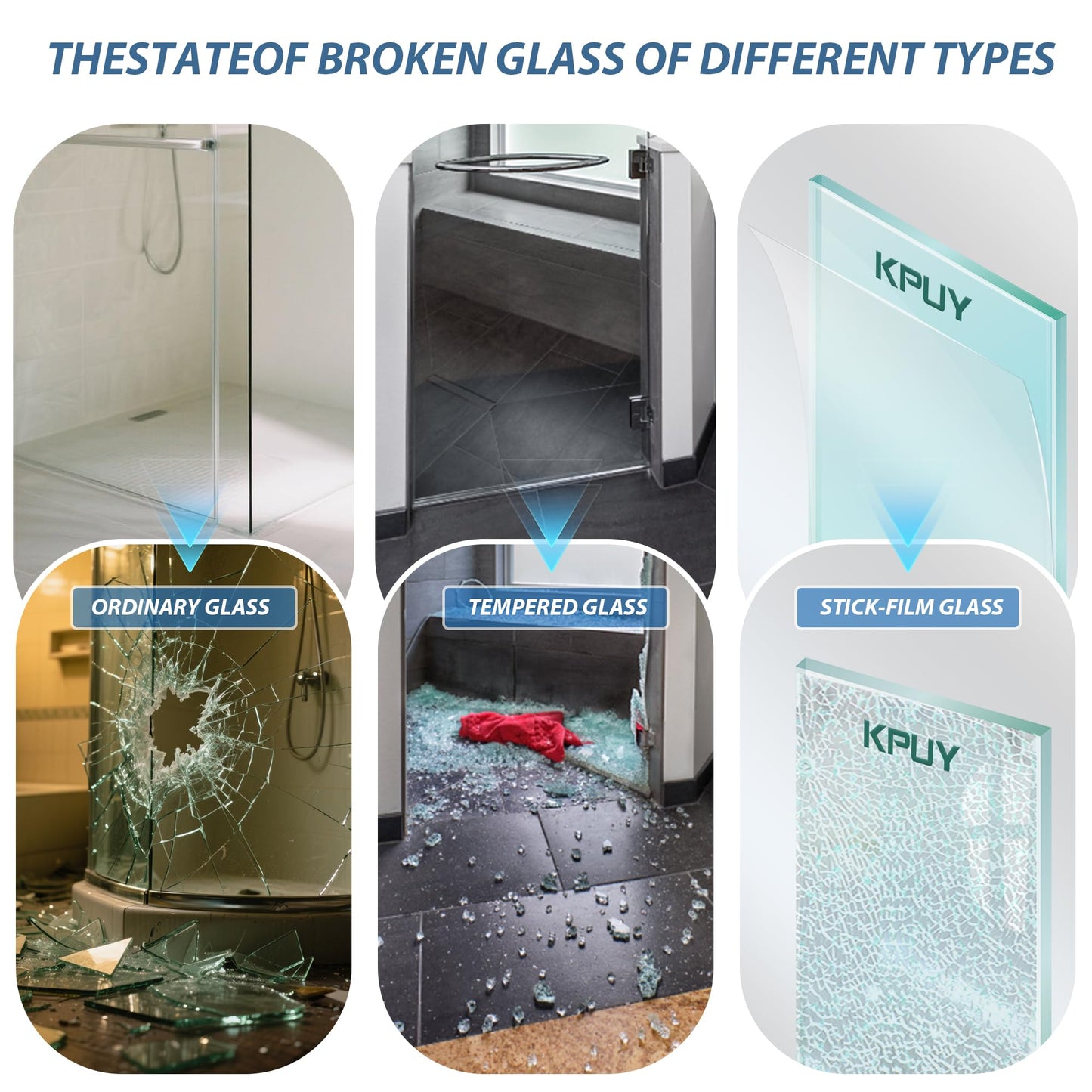 KPUY Frameless Shower Door, 55-60" W x 76" H Sliding Glass Shower Door, 1/4" (6mm) Thick Tempered Clear Glass with Explosion-Proof Film Nano Coating, Stainless Steel Hardware, Matte Black