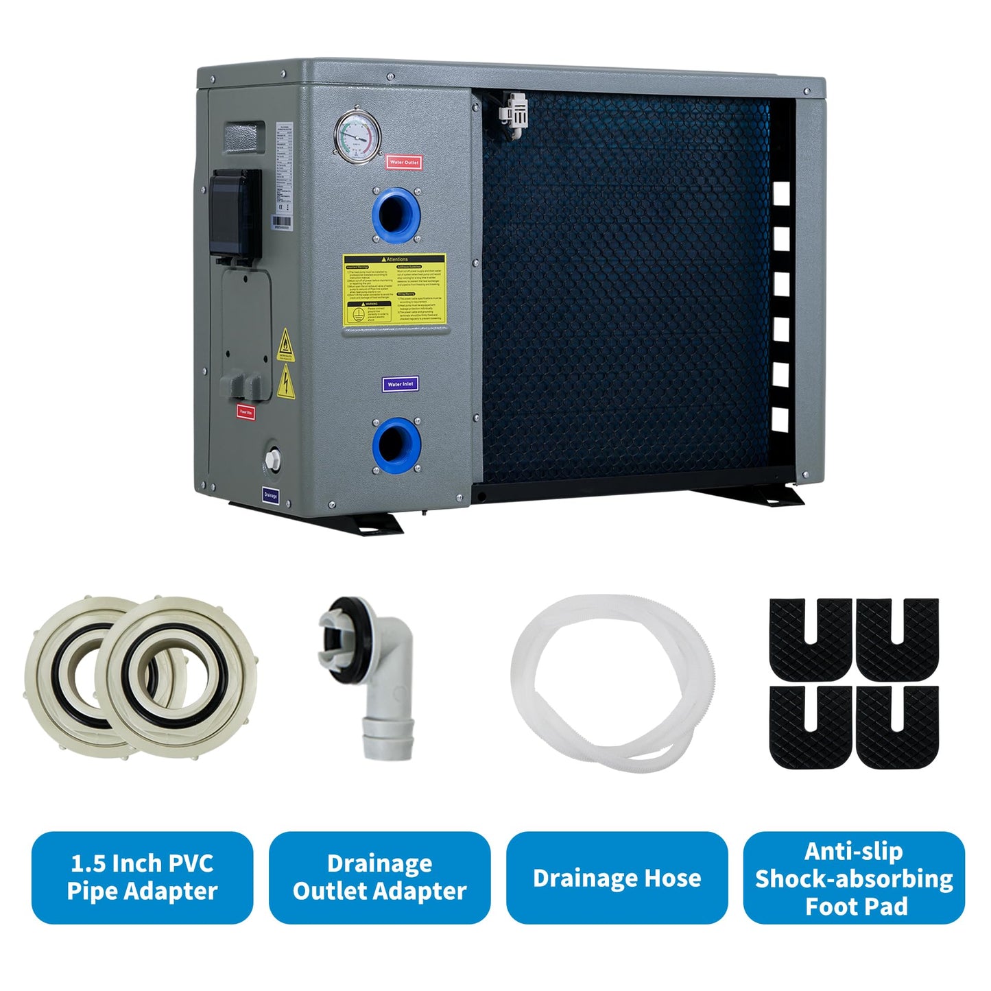 Patfebro 35,000 BTU Swimming Pool Heat Pump - Full DC Inverter Pool Heater for Above and In Ground Pools and Spas - Dual Heating and Cooling - APP Control - 220-240V