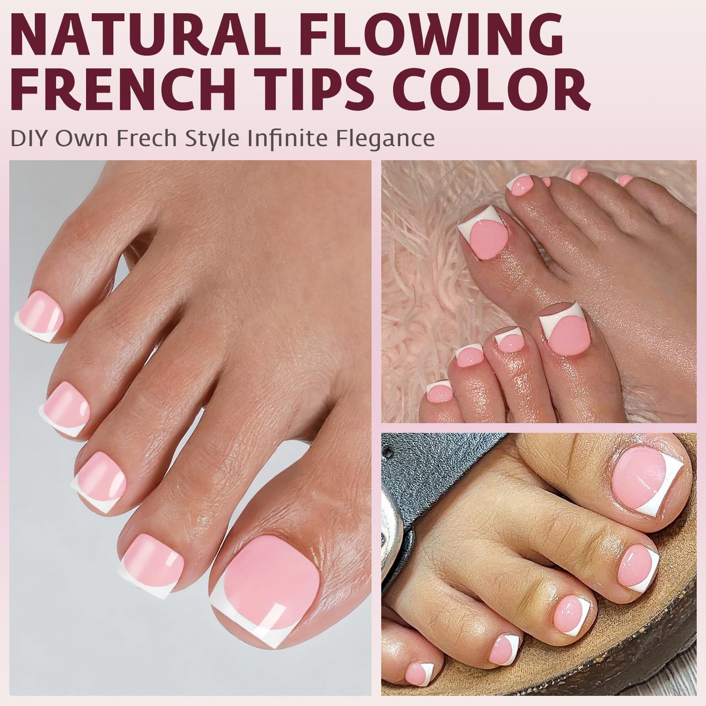 Bellelfin French Press On Toenails For Women with Nail Adhesive Tabs, 150 Pcs White French Tip Toe Nail Press Ons, Short Square Toenail Press On, 15 Sizes Full Cover Acrylic Fake Toe Nails
