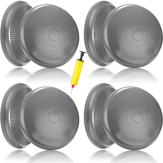 Jerify 4 Pcs Wiggle Seat Flexible Inflated Wobble Cushion Stability Balance Pad Balance Disc Sensory Seat for Men Women Fitness Physical Exercise Improving Posture Home Office(Gray)