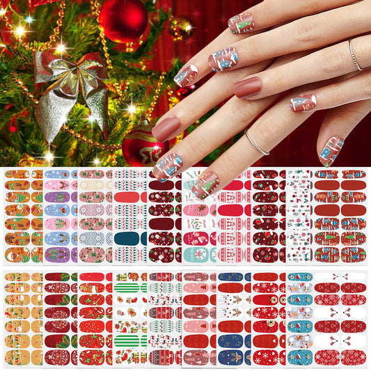 SILPECWEE 20 Sheets Christmas Nail Polish Strips Full Nail Wraps for Women Holiday Self Adhesive Nail Polish Stickers Gel Nail Strips Fingernail Manicure Stickers with 1pc File