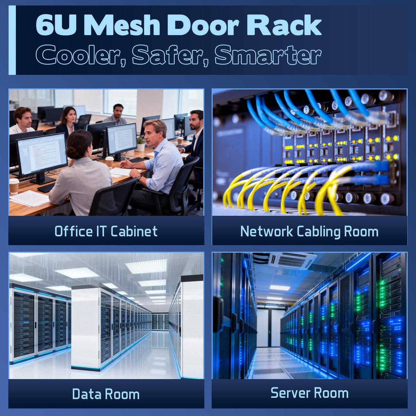 6U Wall Mount Server Cabinet - Heavy Duty Network Rack Enclosure with Cooling Fan, Locking Vented Door & Removable Side Panels, 17.7 Inch Deep, for IT/AV Equipment