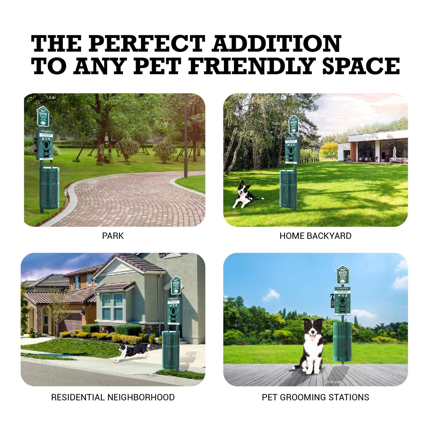 ALAGPRO® NEW 2026 Dog Waste Station Outdoor Pet Waste Station with Hand Sanitizer Bottle, Commercial Dog Poop Station with Free 400 Roll, 200 Pull Waste Bags & 50 Can Liners for Backyard, Park & HOA's