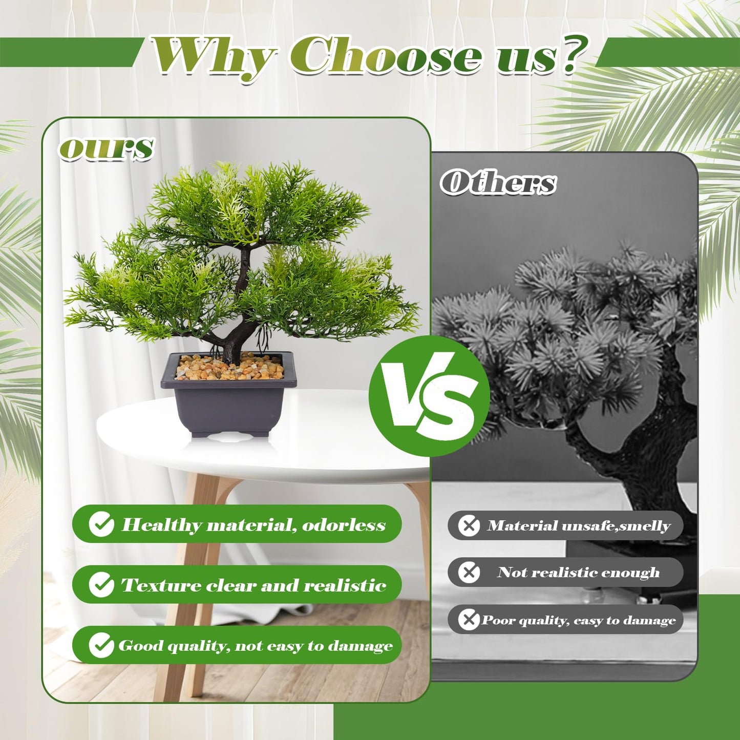 Artificial Bonsai Tree Small Realistic Fake Plant in Pot for Indoor Home Office Desk Decor, Low-Maintenance Tabletop and Bookshelf Decoration