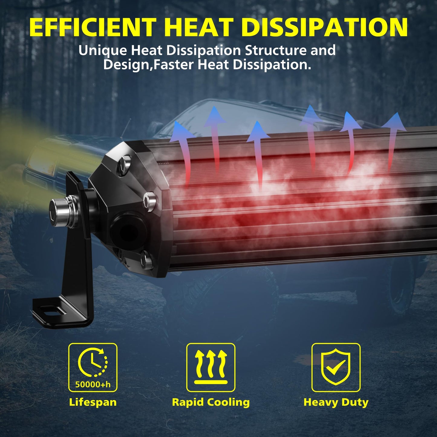 4WDKING Yellow LED Light Bar 32 inch Off Road LED Spot Flood Combo Work Light High Bright Truck Driving Fog Lamp IP69K Waterproof for Truck Cars ATV UTV Boat