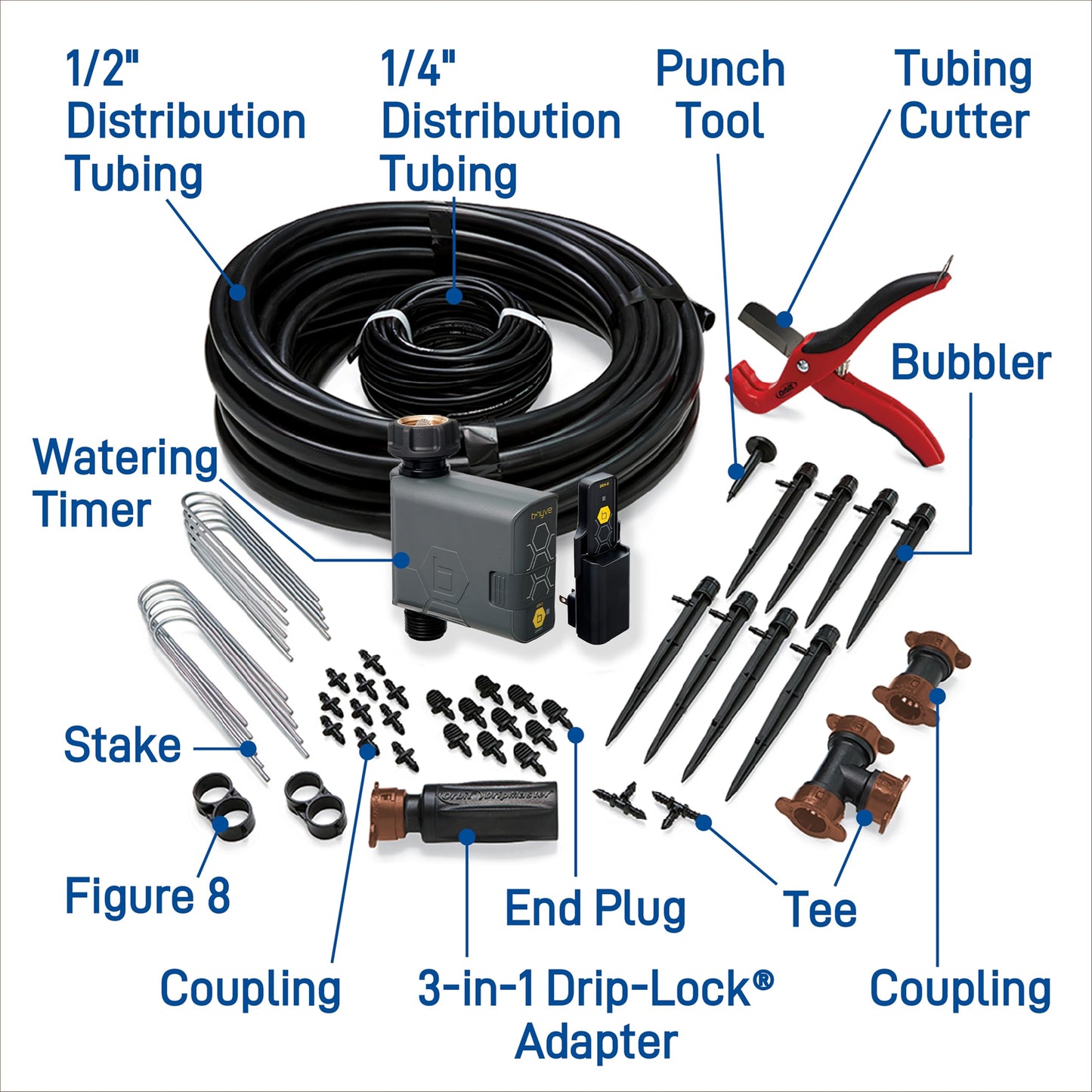 Orbit 69600 Shrub and Flower Bed Drip Irrigation Kit with B-hyve (Gen 2) Smart Hose Watering Timer
