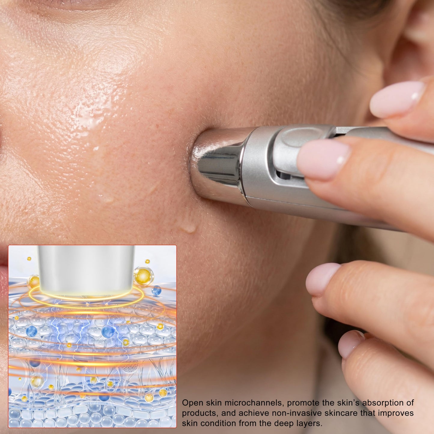 Elitzia ETF49E Needle-Free Electroporation Facial Device Mesoporation Ion-Importing Facial Beauty Machine - Wrinkle Removal Skin Whitening & Moisturizing