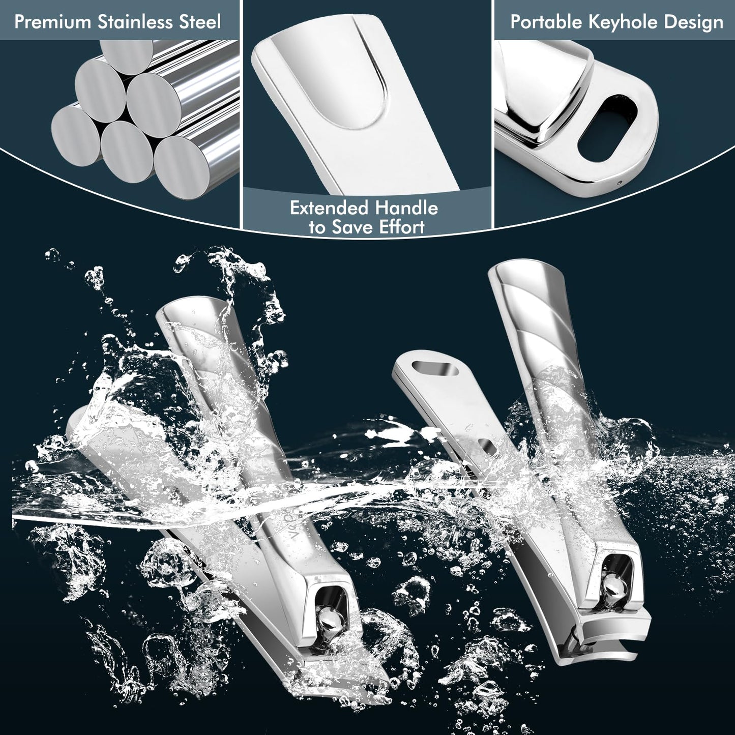 VEPKUSO Toenail Clippers for Thick Nails, Professional Nail Clippers Set with Catcher, Stainless Steel Heavy Duty Nail Cutter for Ingrown Toenails, Seniors, Men&Pregnant Women