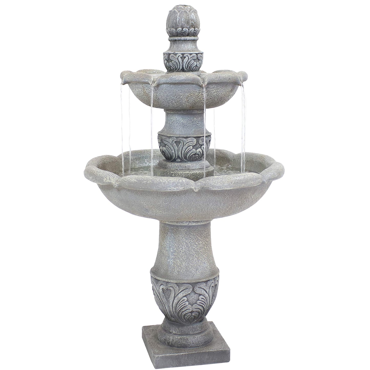 Sunnydaze 50-Inch 2-Tier French Garden Outdoor Water Fountain - Glass Fiber Reinforced Concrete Construction - Dusty Gray