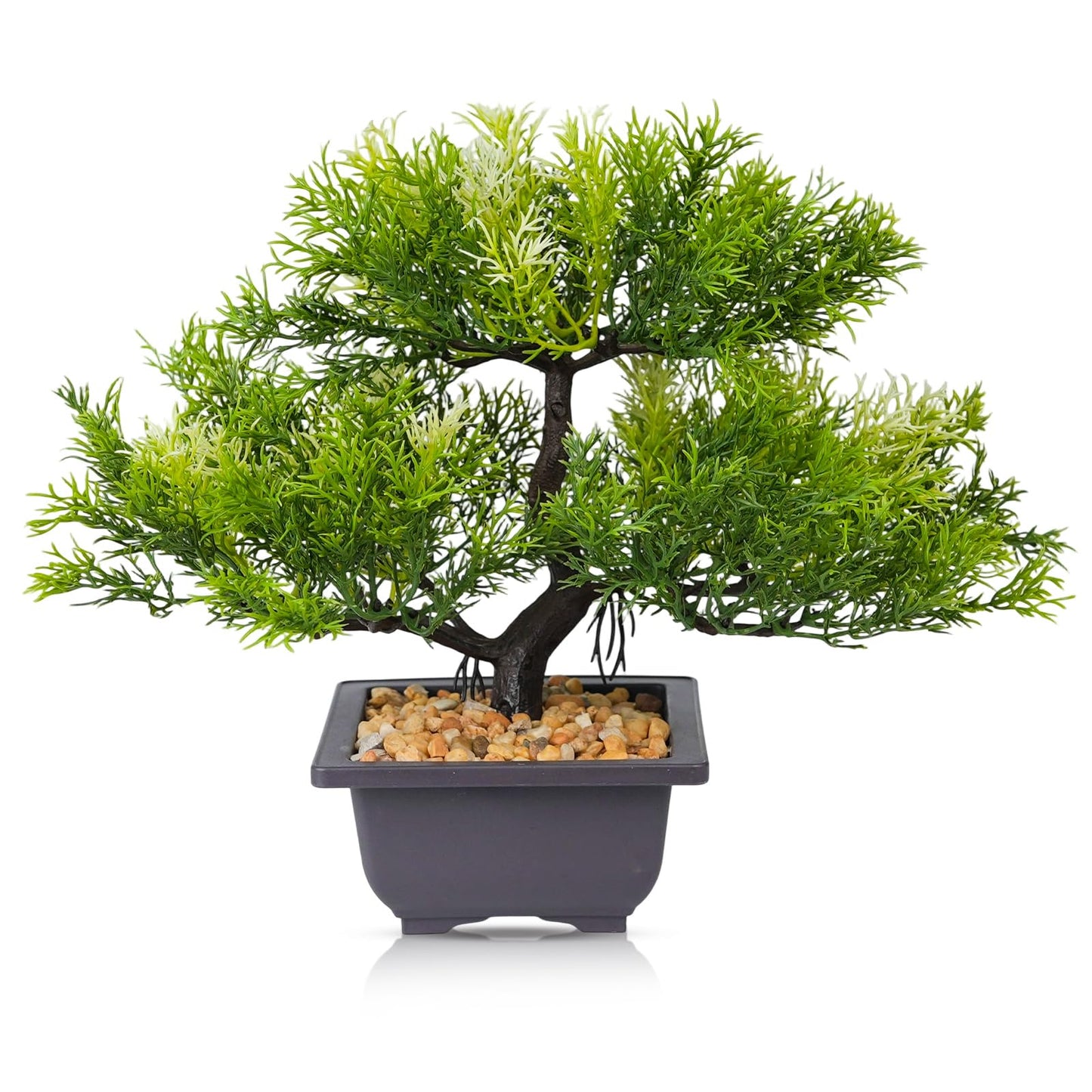 Artificial Bonsai Tree Small Realistic Fake Plant in Pot for Indoor Home Office Desk Decor, Low-Maintenance Tabletop and Bookshelf Decoration