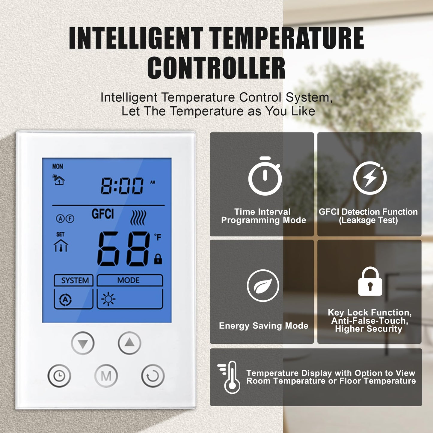 BLARALA Electric Radiant Floor Heating System, 20 Sq.ft Electric Heated Floor Mats for Bathroom, Includes Programmable Thermostat, Heat Mat, Installation Monitor, and Temperature Sensors