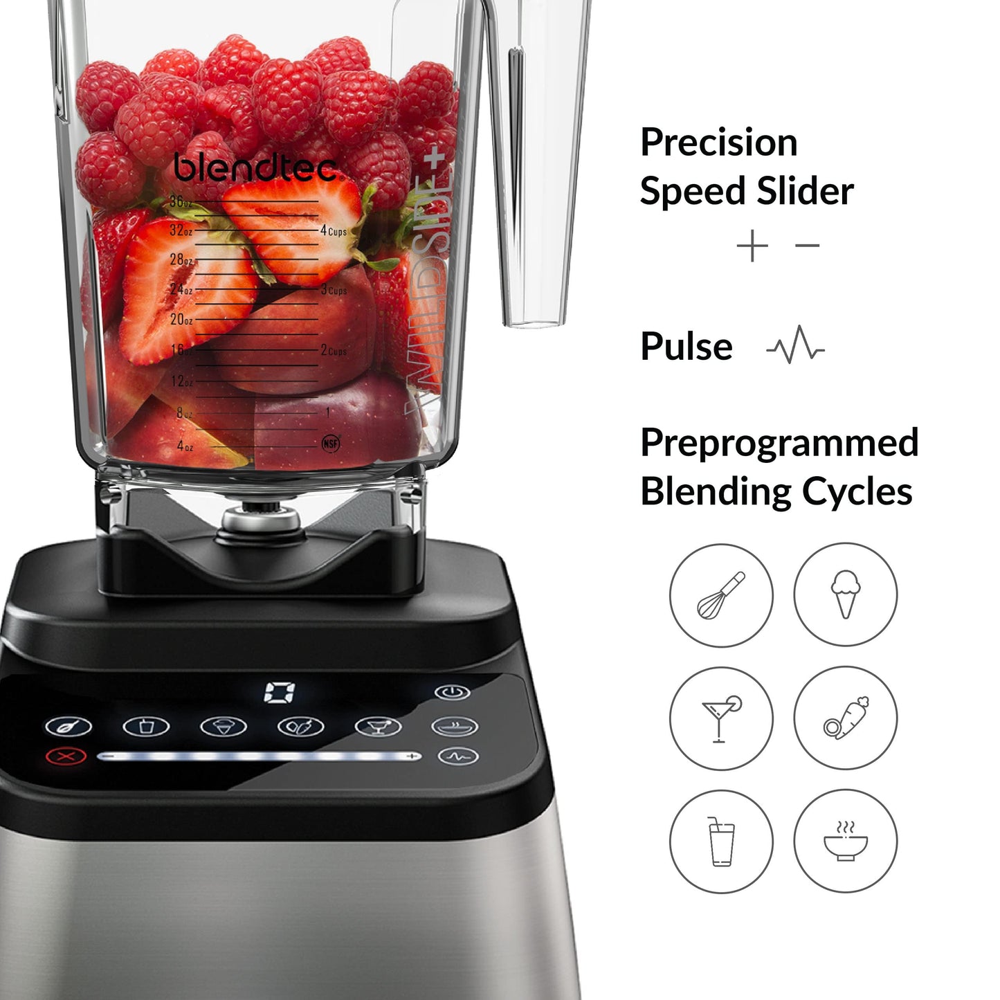 Blendtec Designer Series Blender with 90 oz WildSide+ Jar and 34 oz GO Travel Bottle - Kitchen Blender Bundle - Black