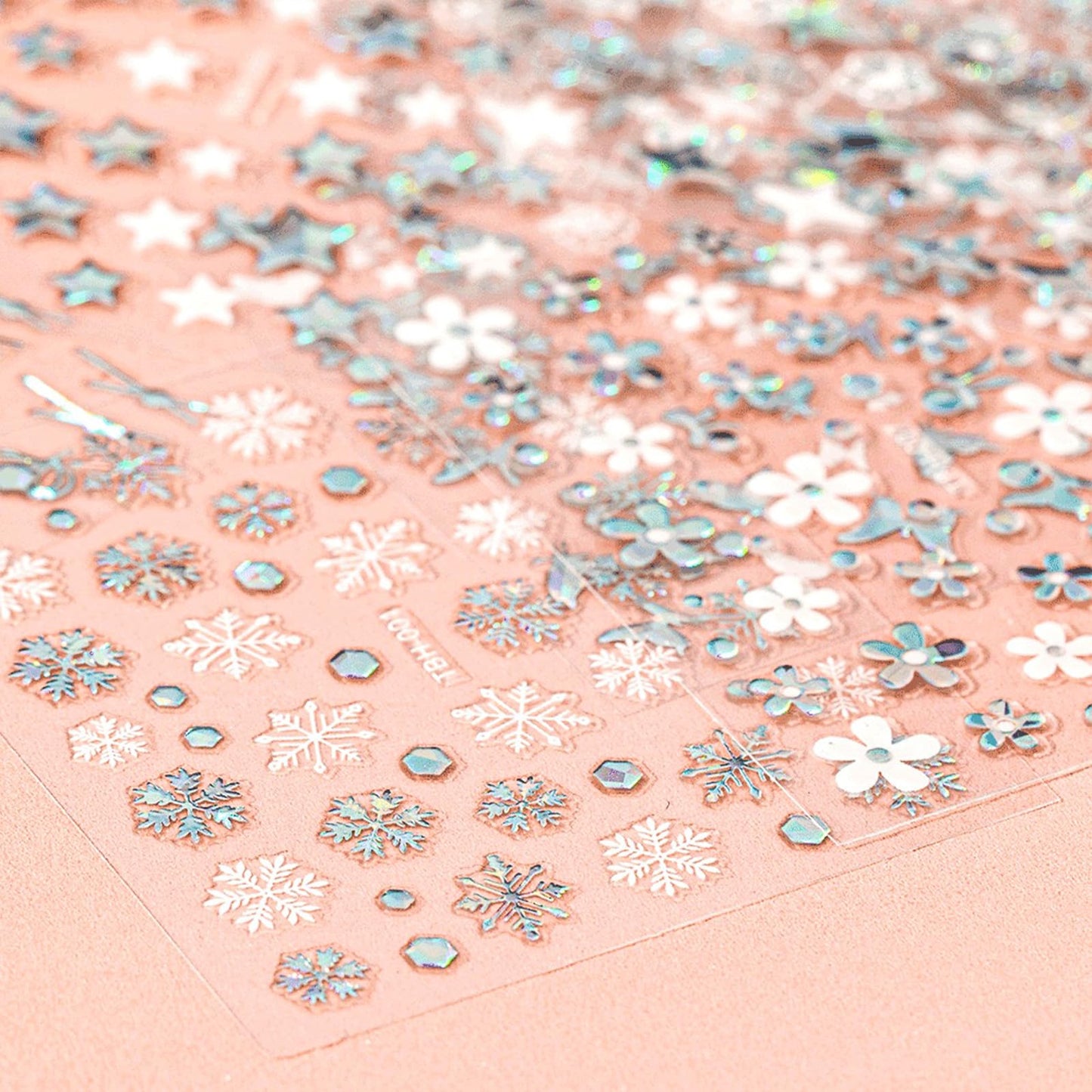 30 Sheet Silver Nail Art Stickers 3D Self-Adhesive Nail Decals Star Moon Flower Leaf Stripe Design Aurora Laser Nail Stickers Heart Butterfly Nail Art Supplies DIY Nail Decoration for Women