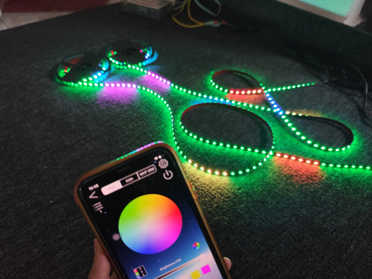 Tinted Black Out PCB Smoke LEDs 16PCS 6.5FT Single Row RGB Dream Color Chasing Flow Series Light Strips for Polaris Slingshot Off-Road Motorcycle Bike Golf Cart APP + Remote