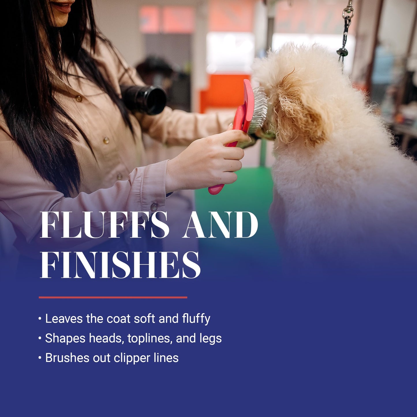 Chris Christensen Big G Dog Slicker Brush for Dogs (Goldendoodles, Labradoodles, Poodles), Groom Like a Professional, Fluff Detangle Style, Saves Time Energy, Coral, Large