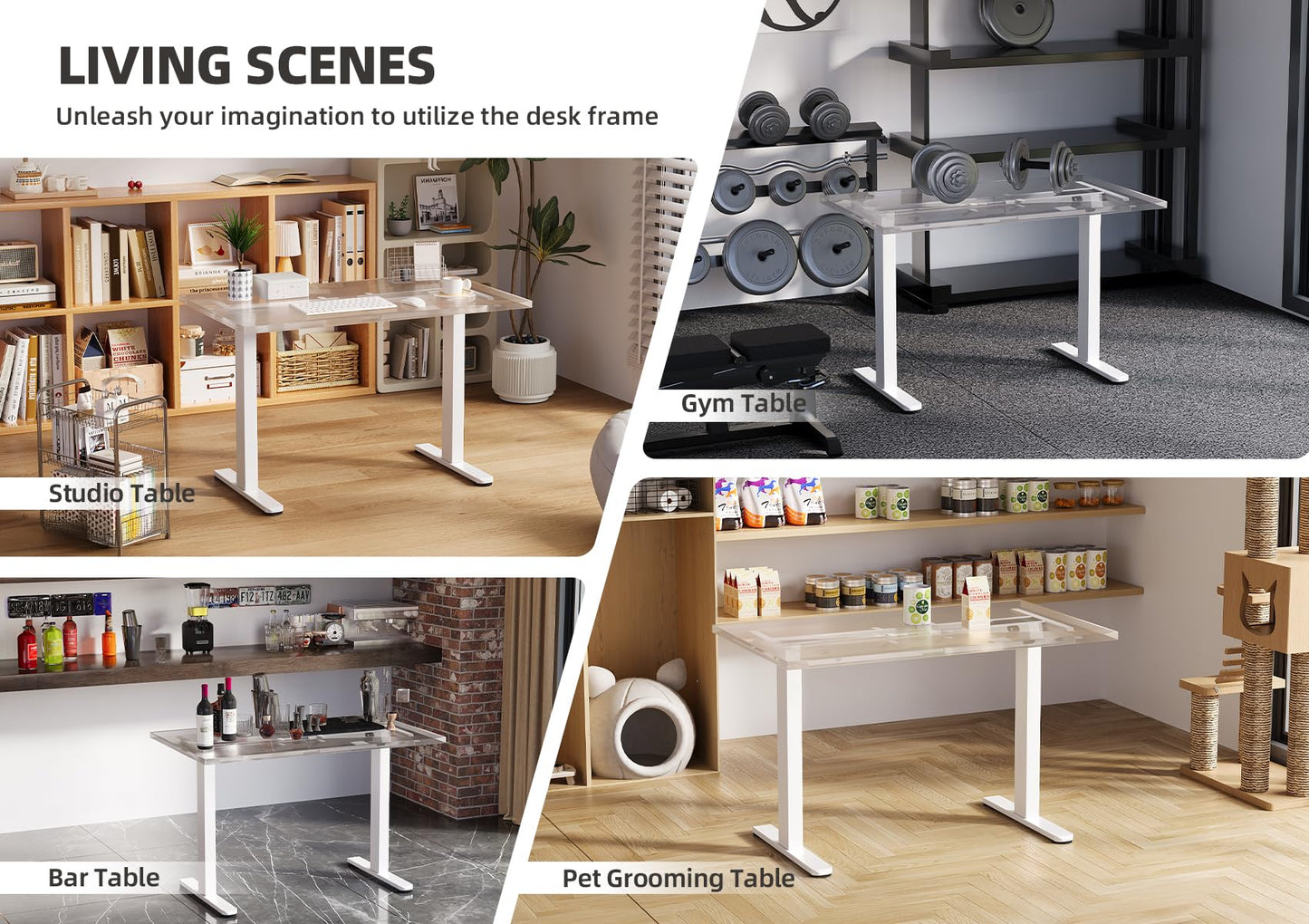 Claiks Dual Motor Standing Desk Frame, Electric Stand Up Desk Legs Frame Workstation Up to 63",T-Shaped Adjustable Standing Computer Desk for Home and Office, (White Frame only)