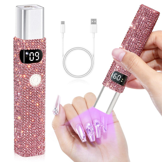 CHRISTINE SHELLY Handheld UV Light for Gel Nails, Mini LED Cordless Nail Lamp for Gel Nail Polish, Portable Flash Cure Lamp, Rechargeable USB Nail Dryer with LCD Display Fast Curing Home DIY