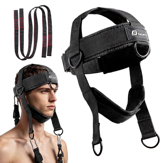SolidFit Neck Trainer & Harness for Neck Workout, Neck Harness Weight Lifting & Neck Exercise Equipment – Iron Neck, Adjustable, Portable for Home Gym