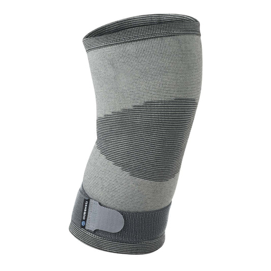 Rehband Compression knee sleeve, elastic knee brace for sports & daily wear, knee support for pain relief, meniscus, ACL & arthritis, breathable & anti-slip, Colour:Grey, Size:Small
