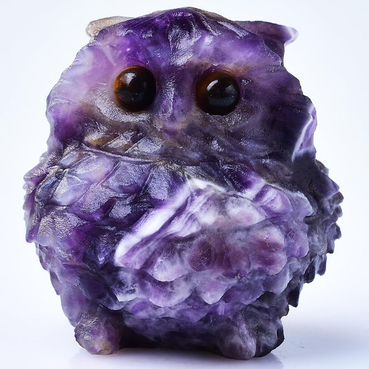 Ytbeoxk 1.9 Inch Amethyst Owl Statue, Purple Owl Figurine, Home Decor, Healing Crystal, Spiritual Gift