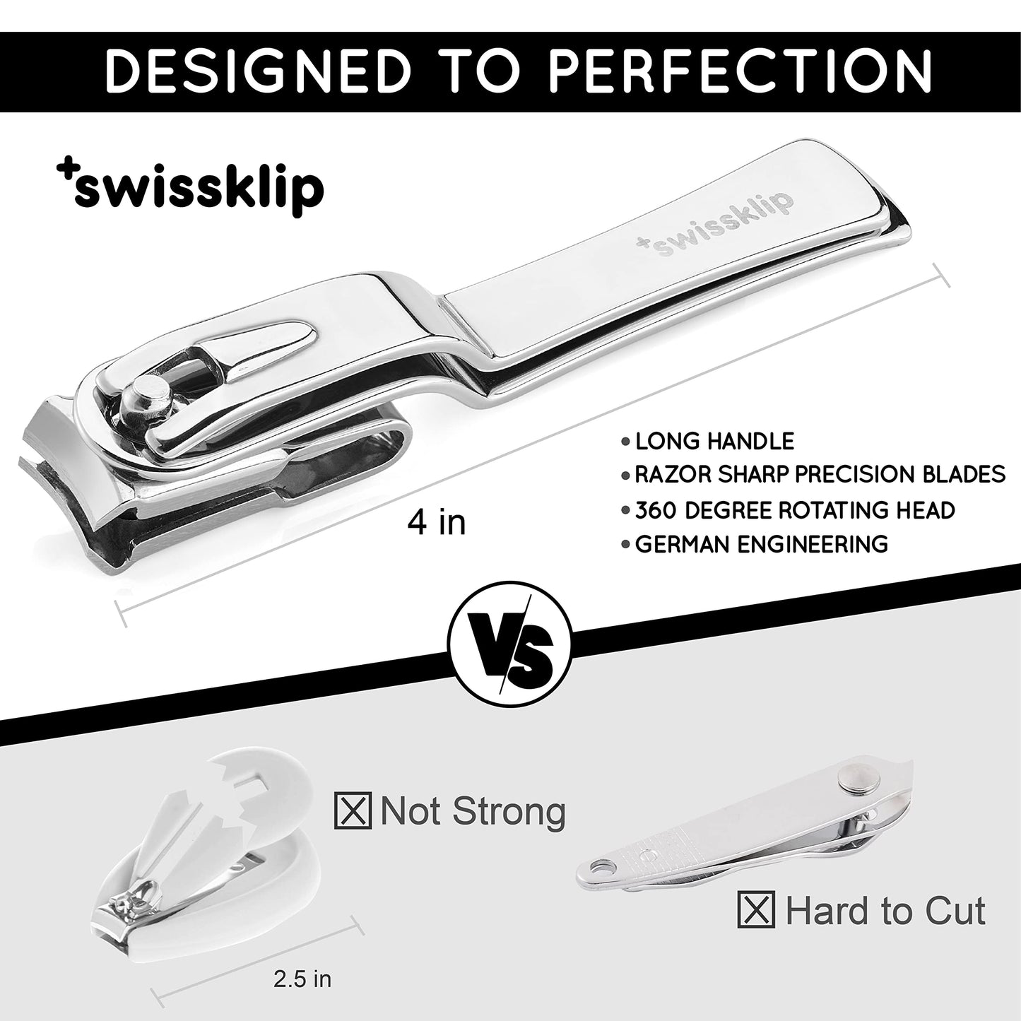 Swissklip Heavy Duty Toenail Clippers for Seniors Thick Toenails I Professional Nail Clippers for Ingrown Toenail I Nail Clippers for Men I Well Suited as Finger Nail Clippers Adult