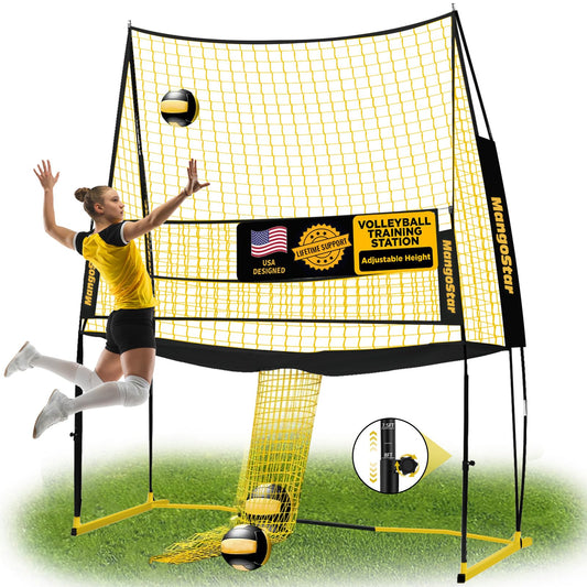 MangoStar Volleyball Training Equipment, Volleyball Net System with Freely Height-Adjustable for Backyard, Volleyball Practice Net for Serving Setting Spiking, Easy Set Up for Indoor and Outdoor Use