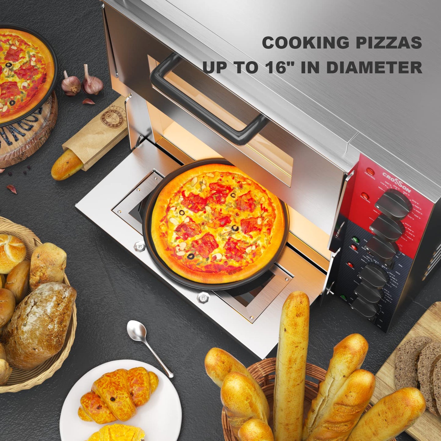 Hot Dog 7 Roller and Commercial Double Deck 16 inch Countertop Electric Pizza Oven