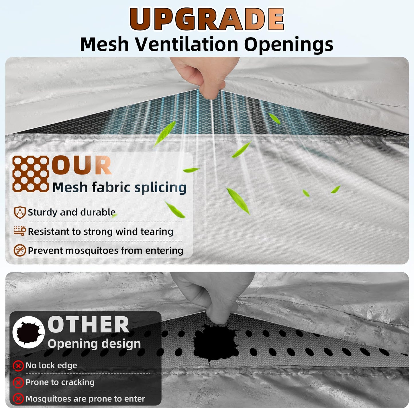 Truck Camper Cover for 10-12FT, Silver - Coated 300D Waterproof Oxford for Slide-in Campers, with Side Zippers and Vents for All-Season Protection