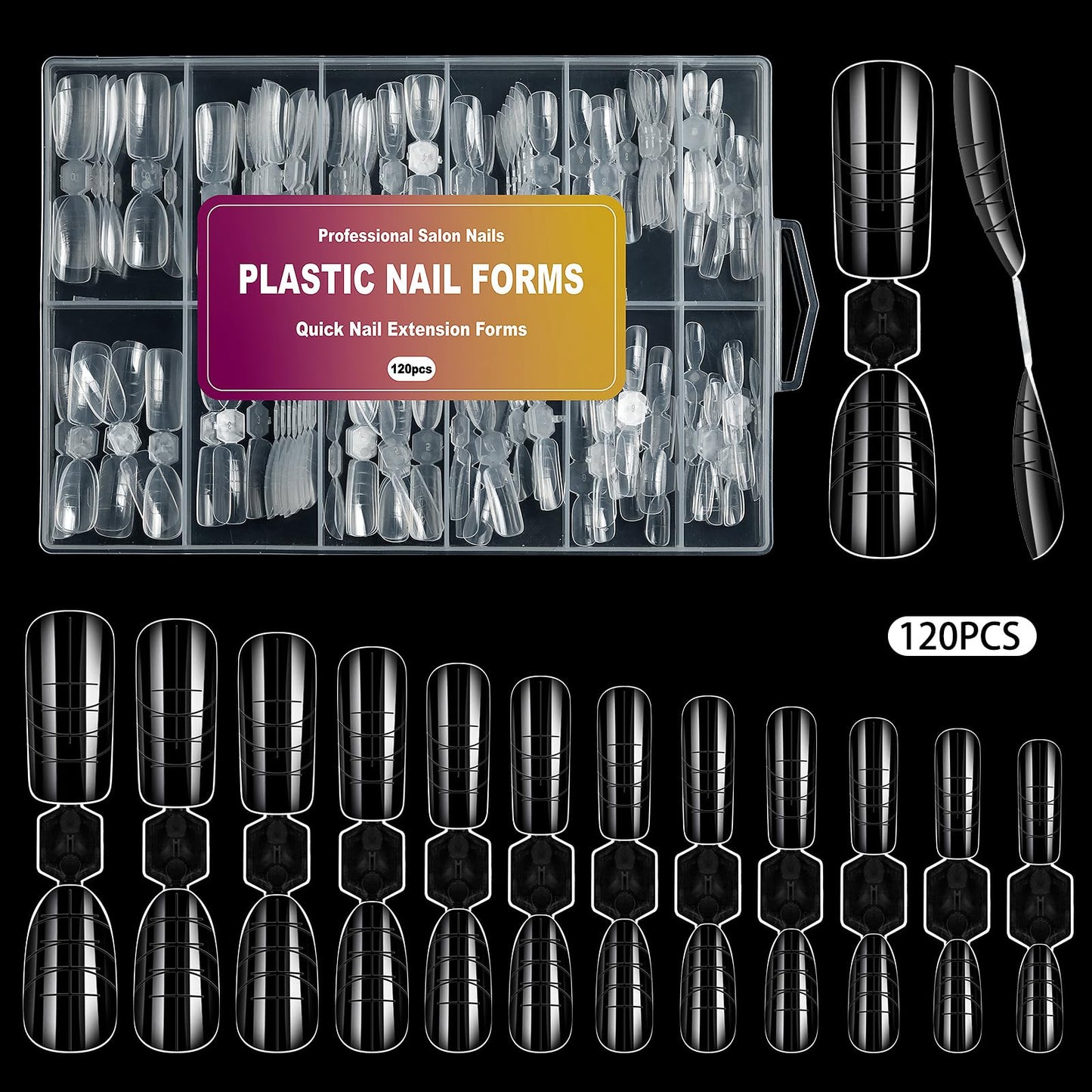 Molding Kit for Nail Extension and Enhancement - 120 Pieces in Box - Non-woven Band with Marking Lines