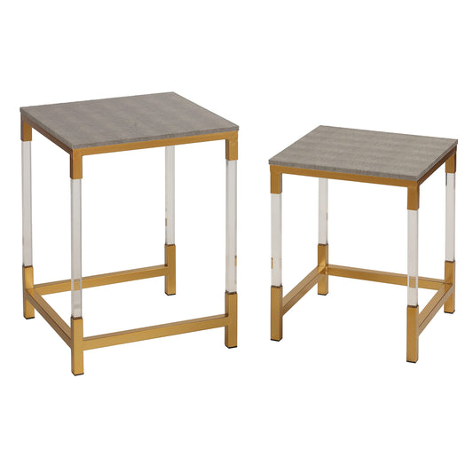 Cortesi Home Annidarsi Square Nesting Tables with Clear Acrylic Legs, Gold