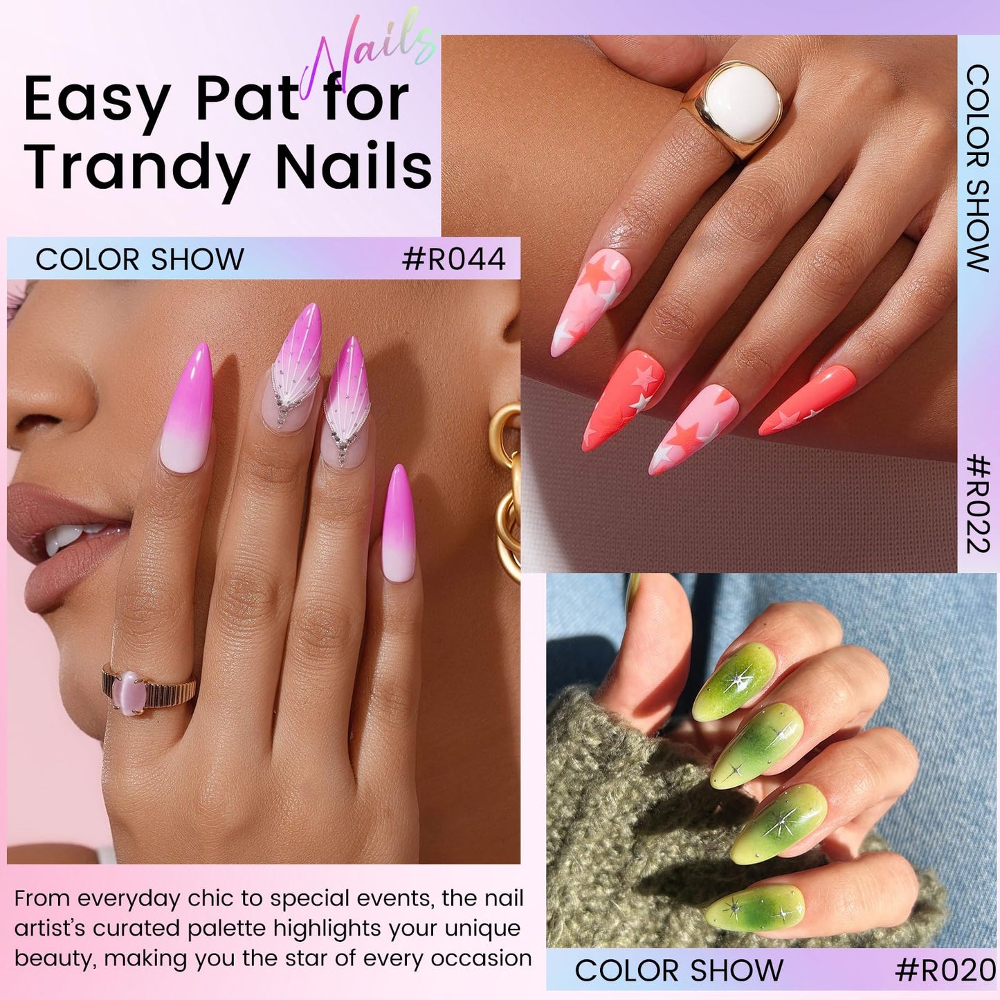 Patting Gel Polish Pallete Kits: 70 Colors Sponge Ombre Gel Pat Paint for Nails- Gradient Painting Nail Palette for Patting French, Blush, Stripper, Aura Nails with Base Top Coat (UV Curing Needed)