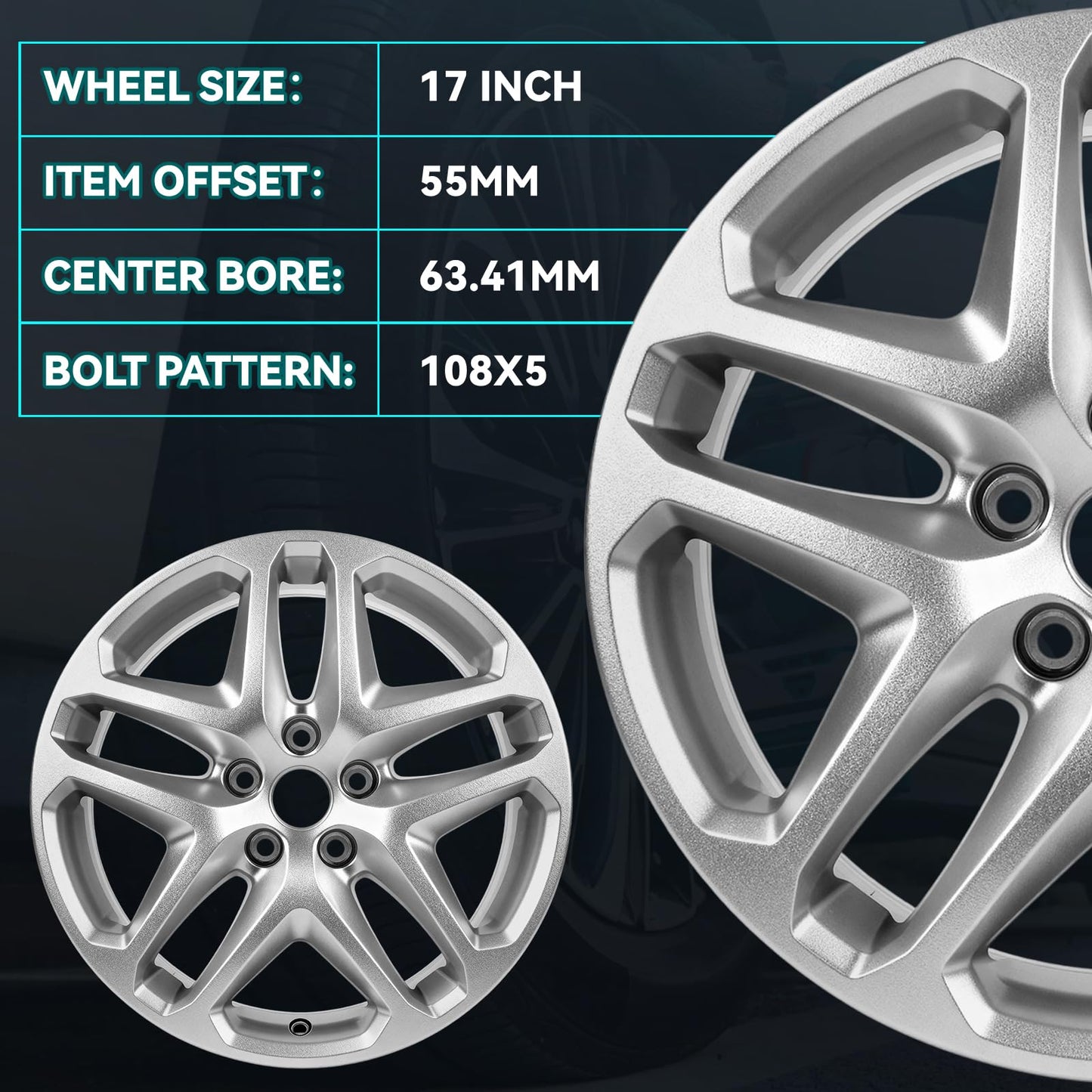 HOLUEKU 17Inch 17x7.5" Premium Aluminum Alloy Wheel Rim Fits for Ford Fusion 2013 2014 2015 2016, ALY03957U20N Direct Fit OE Stock Specs