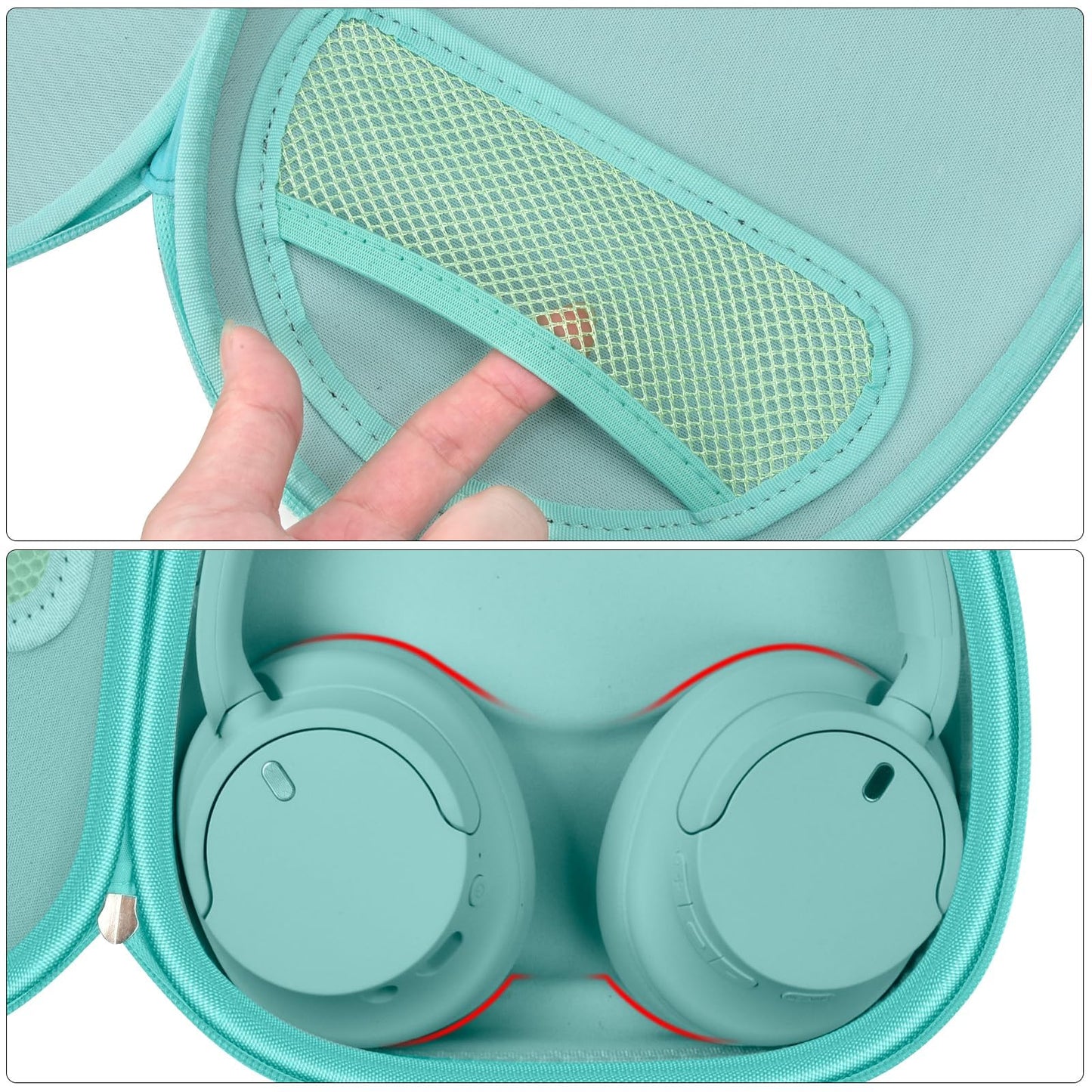 PAIYULE Headphone Case for Sony WH-CH720N WH-CH520 WH-1000XM4 for Soundcore Q20i Q20 Q30 for JBL Tune 720BT 510BT Noise Canceling Headphones, Wireless Headset Travel Bag (Box Only)(Green)