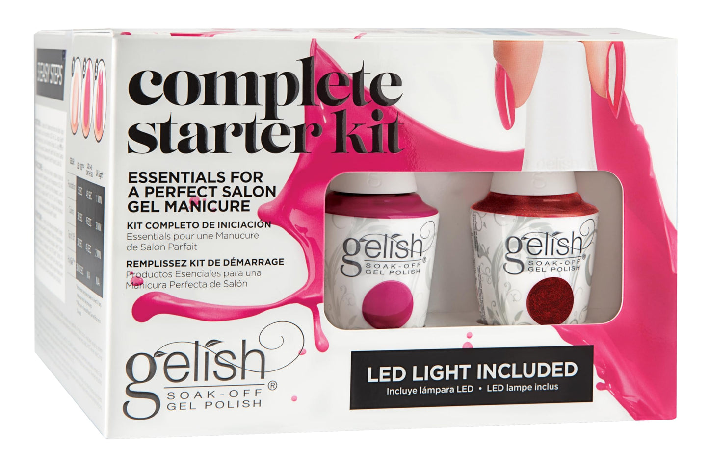 Gelish Complete Starter Kit – LED Light, pH Bond, Foundation, Top It Off Coat, Nourish, Gel Polish Colors for Long-Lasting Gel Manicures at Home or Salon