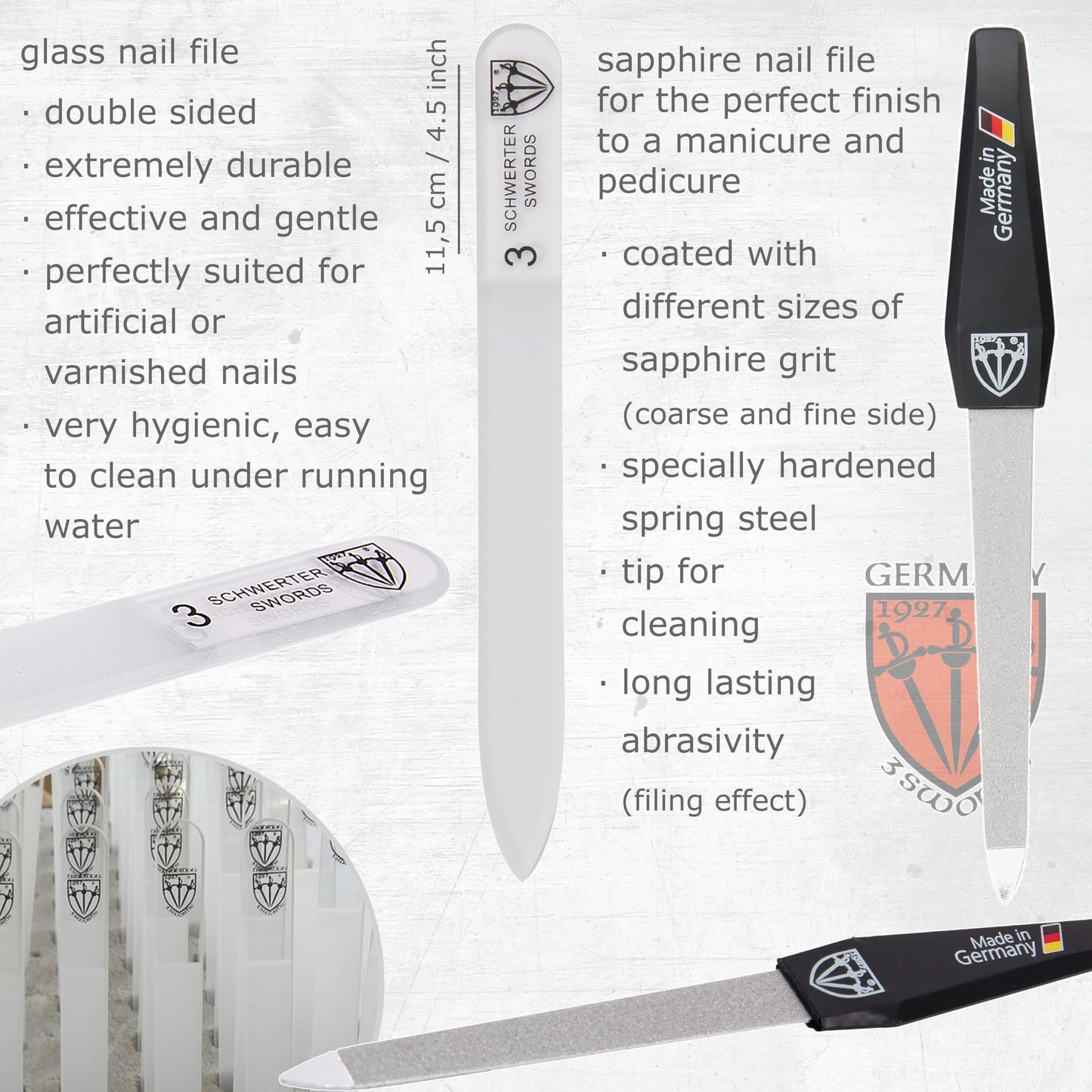 3 Swords Germany - brand quality 8 piece manicure pedicure grooming kit set for professional finger & toe nail care scissors clipper fashion leather case in gift box, Made in Solingen Germany (22009)