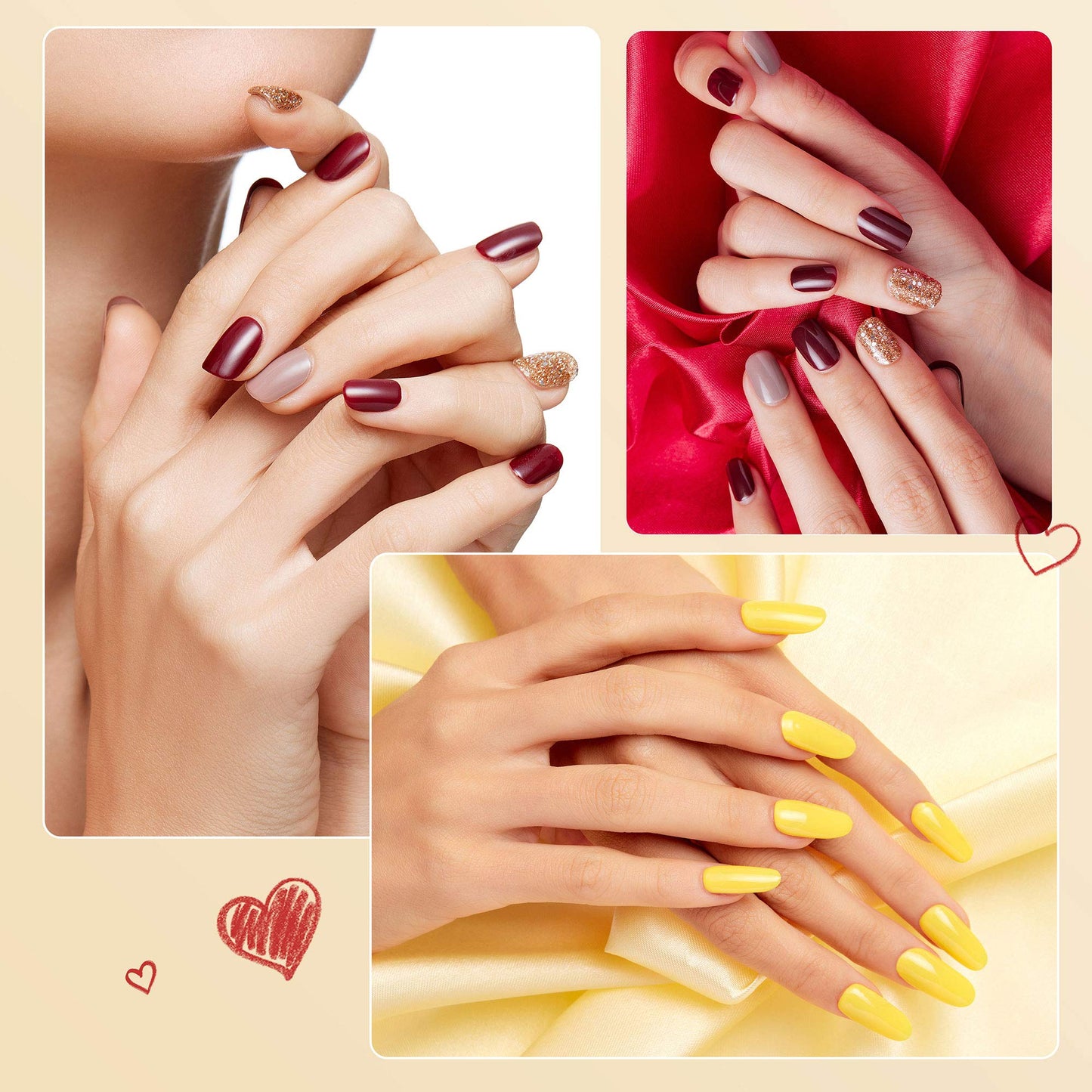 Full Cover Acrylic False Nail Tips, 1000PCS Fake Nail Shape Artificial False Nails Tips 10 Sizes with Case for Nail Art Salons (Clear+Natural)