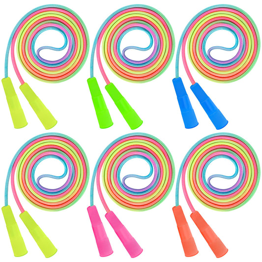 ZATAYE 6 Pack Kids Jump Rope, Colorful Gradient Nylon Skipping Ropes for Children, 7.55FT Adjustable Length, Plastic Handles, Lightweight Jumping Ropes for Schools, Events, and Family Fun