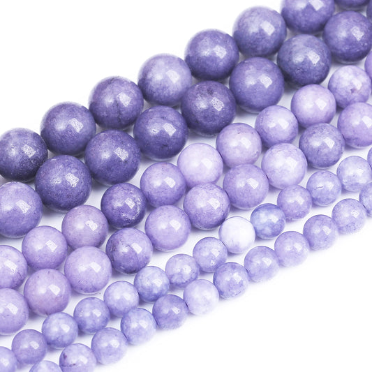 Lavender Purple Chalcedony Natural Stone Beads Gems Round Loose Beads Jewelry Making DIY Bracelet Necklace Accessory 1 Strand 45PCS 8MM 15"