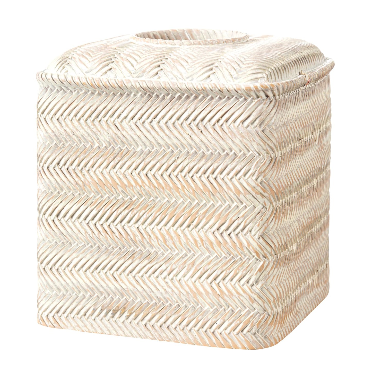 Natural Travertine Textures Tissue Box Cover Square for Home Decor,Resin Heavy Tissue Box Holder for Bathroom Countertop,Tabletop,Bedside Table,Office