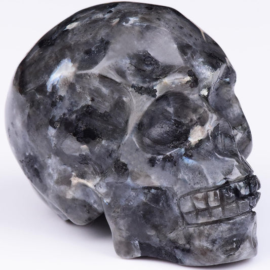 QLRSUXN 2 Inch Shimmer Stone Crystal Skulls Decor,Human Skull Sculpture Statues Healing Crystal Decor,Halloween Skull Figurines,Home Office Decoration Christmas Meditation Gifts for Men Women